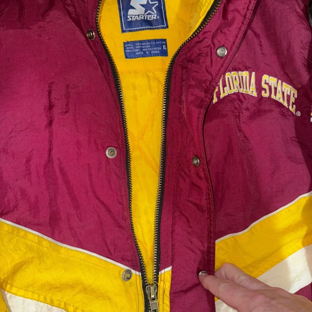 Vintage Starter Florida State Seminoles Hooded Puffer‎ Jacket Maroon XL NCAA